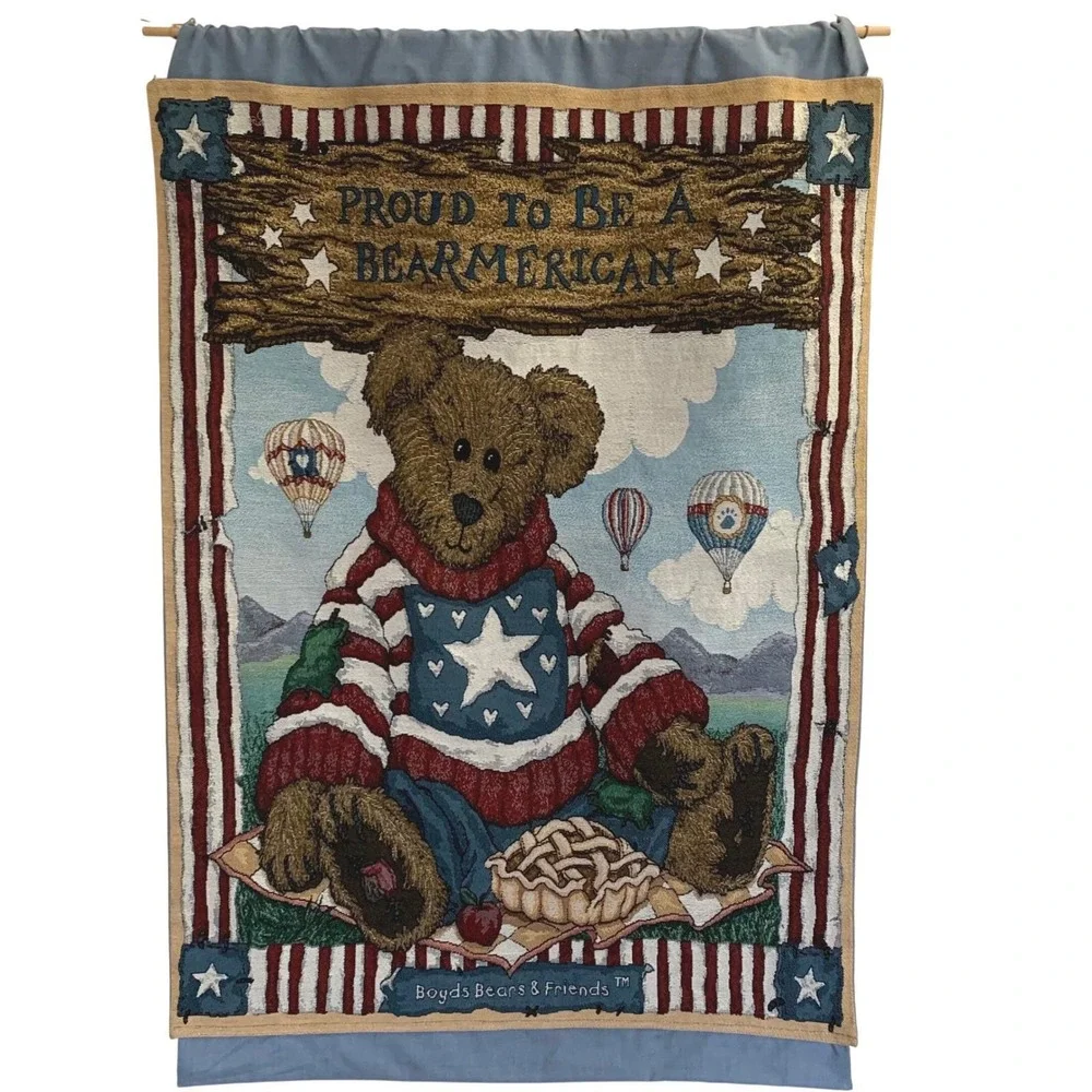 Boyds Bears & Friends USA America‎ Proud Be a Bear Merican Tapestry Wall Hanging